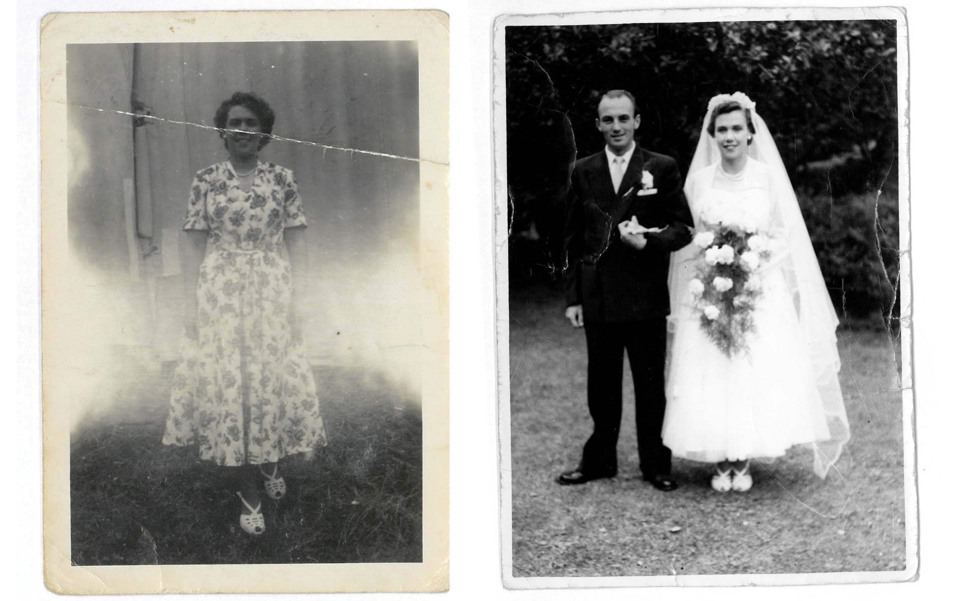 On the right, Emily at 20 years old. On the left, Emily's marriage to Douglas Slack